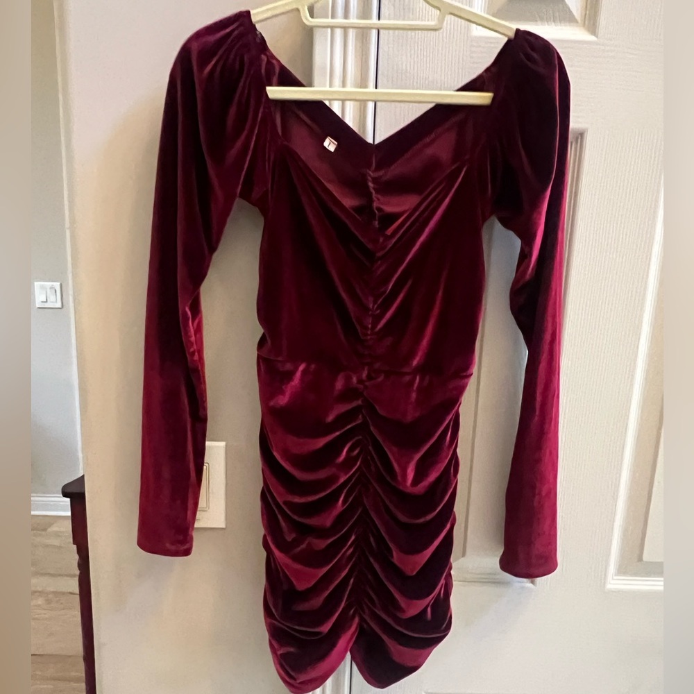 Maroon velour cocktail dress